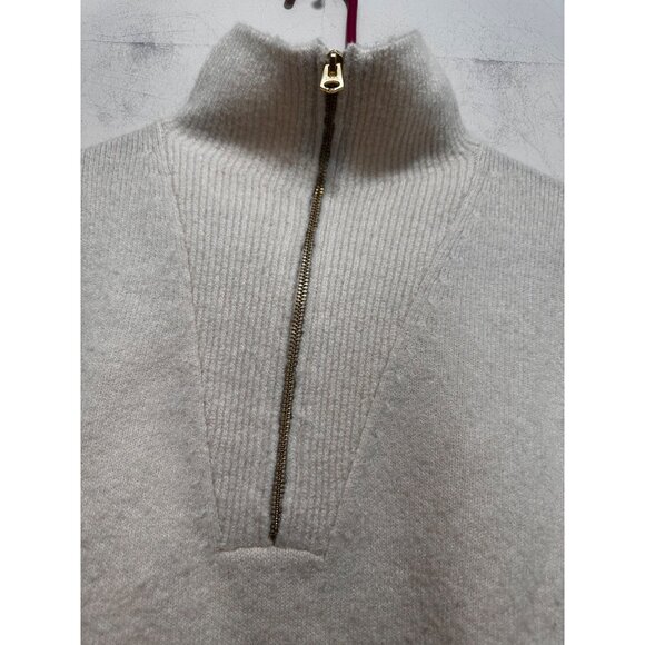 J.Crew Merino Wool Alpaca Funnel Neck Sweater Womens Small Cream Fleece Preppy - Picture 10 of 12